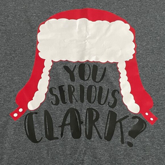 Gildan Are You Serious Clark? Flap‎ Hat X-mas Vacation Gray SS Tee Womens Size L - Picture 4 of 7